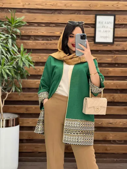 مانتو ژاکارد پولک دوزی