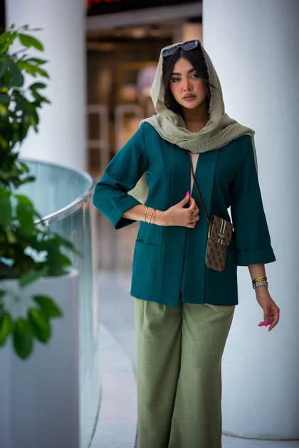 مانتو راه راه یقه شالی New