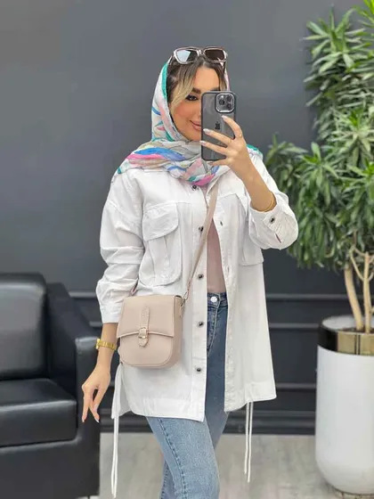 مانتو لینن جیب پیله بنددار