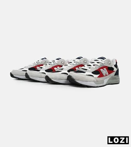 کفش کتانی سفید طوسی قرمز Newbalance 992