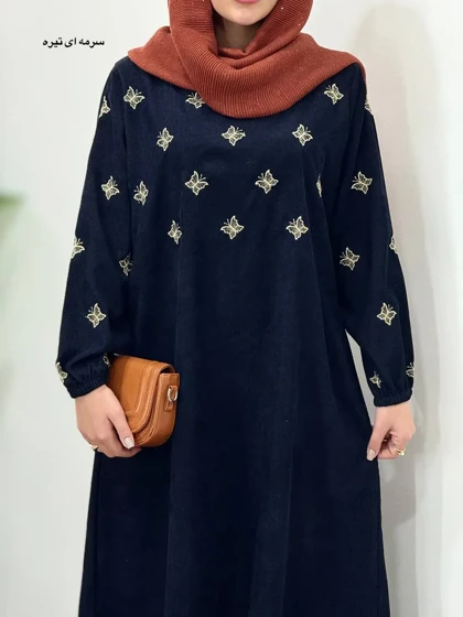 پیراهن مانتویی گلدوزی پری