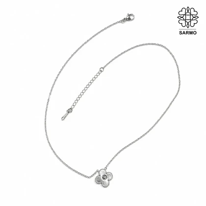گردنبند استیل ونکلیف تک گل نقره ای کد 509428063