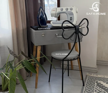 ست میز چرخ دوژان چمدانی طرح راه طوسی و مشکی