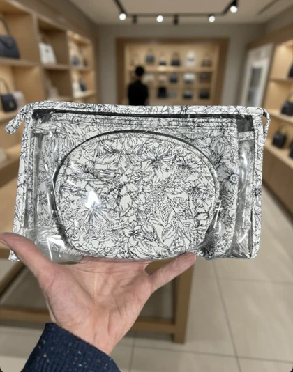 کیف لوازم آرایش سه تکه طرحدار در سه رنگ