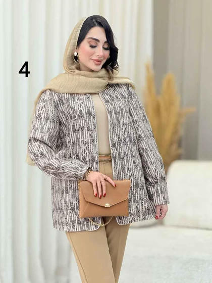 مانتو طرح دار مغزی دوزی 6730