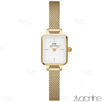 ساعت دنیل ولینگتون زنانه حصیری مستطیلی طلایی صفحه سفید 105509
