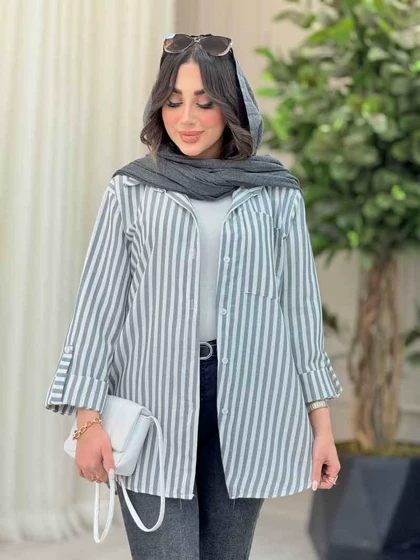 مانتو راه راه تک جیب سارینا