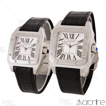 ست ساعت کارتیر مدل سانتوس بند چرمی 105592