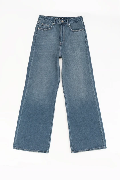شلوار جین زنانه بگی آبی وسط جک پات ریزشی رویال جین royal jeans