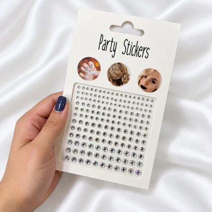 نگین چسبی تزئینی چند سایز نقره‌ای Party Stickers