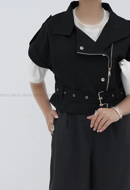 وست زنانه بغل زیپ کمربندی کد1006699
