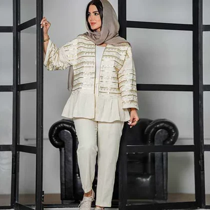 کت زنانه مدل لینن دمپا چین خرج کار هندی