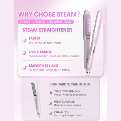 اتو مو بخاردار شیگلم SHEGLAM اصل مدل Hydra Shot Steam Iron Pro برقی