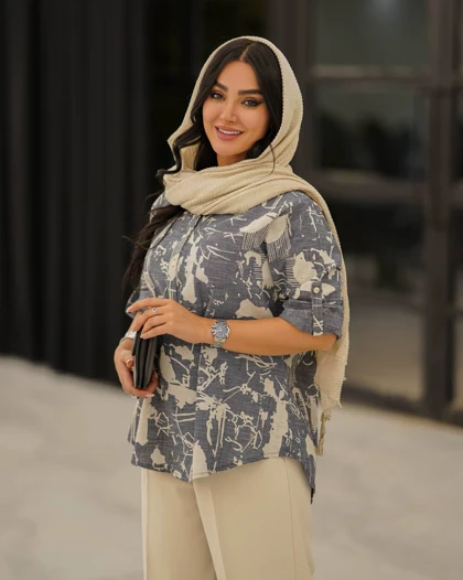 شومیز مانتویی لینن طرحدار