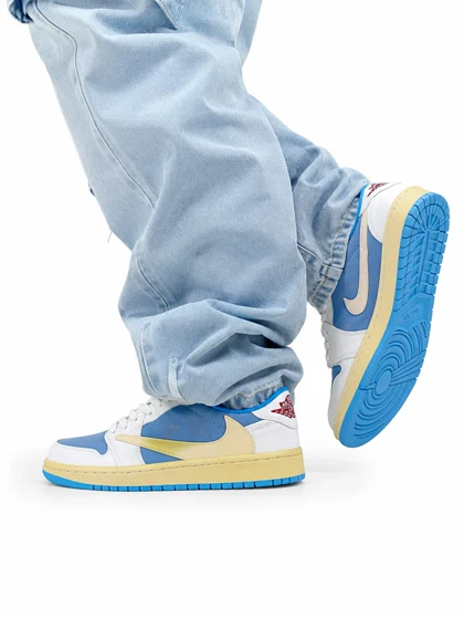 کفش کتانی زنانه مدل نایکی ترویس آبی سفید Nike travis