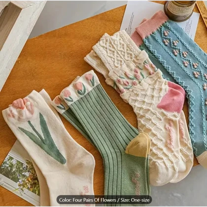 جوراب ساق بلند طرح دار