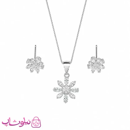نیم ست زنانه نقره ظریف وارداتی عیار 925 مدل گل وزن 3/060 گرم کد 3466
