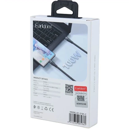 کابل دوسر تایپ سی ارلدام Earldom مدل EC-213C-C توان 100 وات 1 متری
