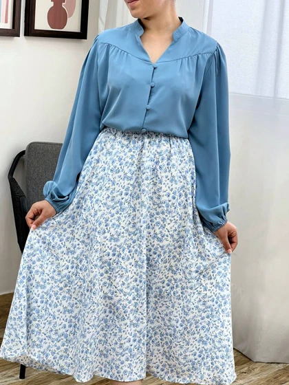 شومیز کرپ یقه هفت کد 3440