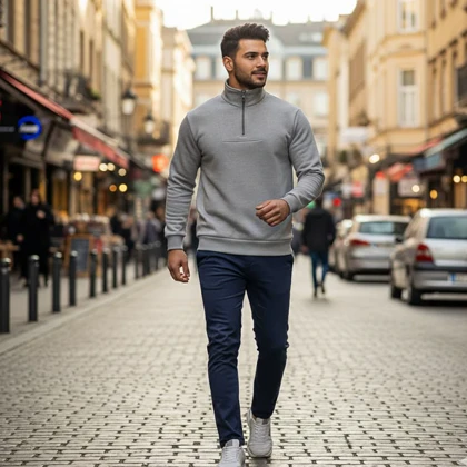 دورس مردانه نیم زیپ مدل Behbod-طوسی