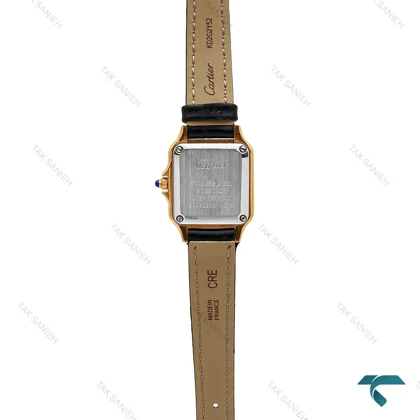 ساعت مچی کارتیه پنته زنانه طلایی بند چرم فول نگین Cartier-6273-L