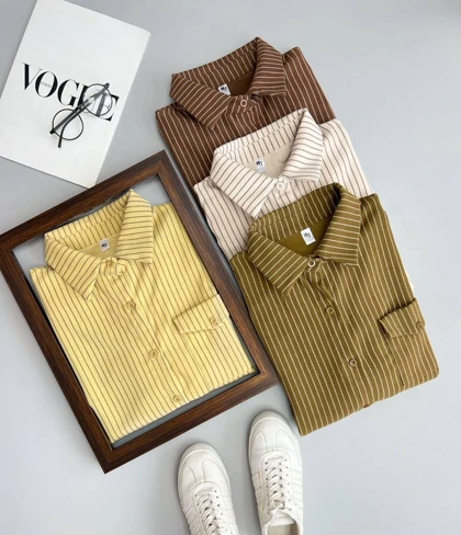 شومیز مانتویی راه راه کد 3486