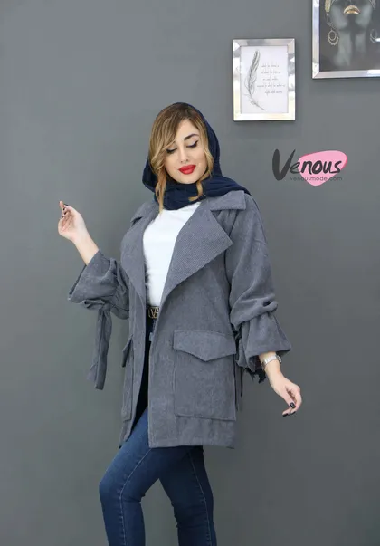 مانتو کتی آستین بنددار مخمل