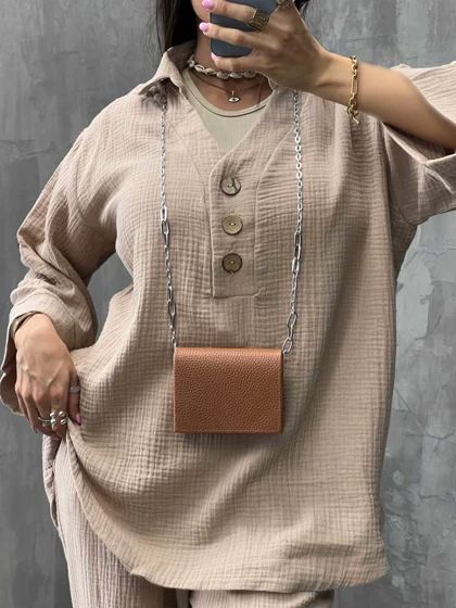 شومیز پنبه‌ای 3 دکمه