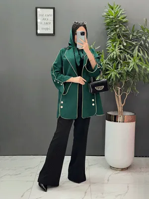 مانتو ژاکارد بغل دکمه