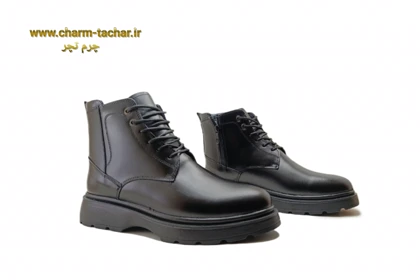 نیم بوت مردانه لوفر بندی بغل زیپ‌دار چرم طبیعی si186