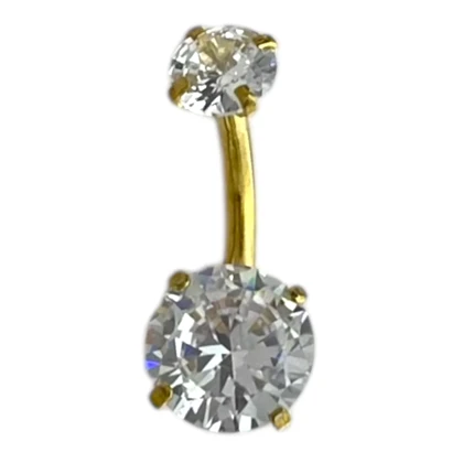 پیرسینگ ناف استیل نگین‌دار با درخشش الماس