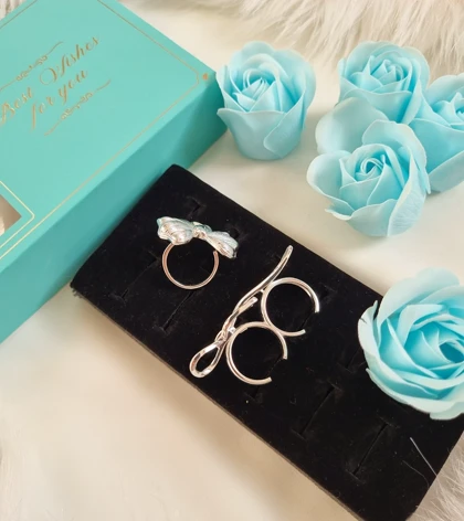 انگشتر ابکاری نقره پاپیون