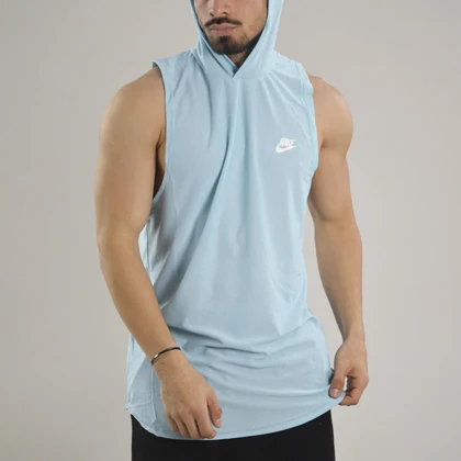 رکابی کلاهدار ورزشی مردانه نایک مدل VHD-Dri Fit-4K1003 آبی روشن