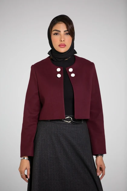 پالتو کت کراپ یقه گرد