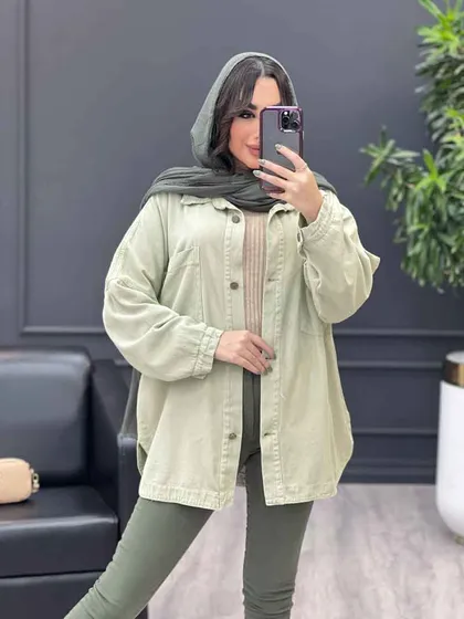 مانتو جین رنگی دو جیب