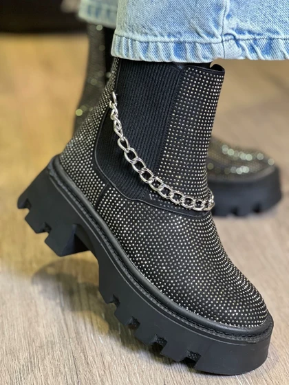 نیم بوت فول نگین زنجیری