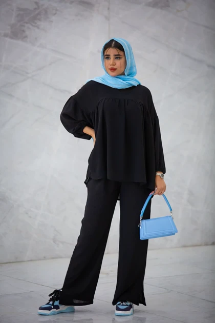 مانتو شلوار کنفی کراش چین‌دار