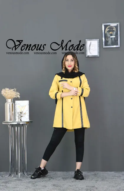 مانتو ترکیبی میکرو نوار چرمی