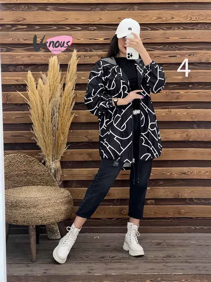 سویشرت طرحدار جلوزیپ