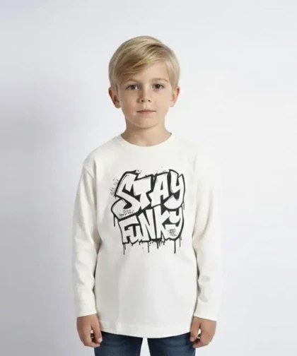 بلوز آستین بلند سفید طرح گرافیتی