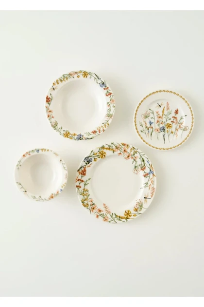 سرویس غذاخوری 12 نفره Bella Maison مدل Flores چینی - چندرنگ