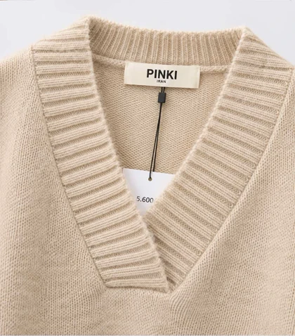 بافت یکرو یقه هفت 5787 Pinki مشکی و کرم