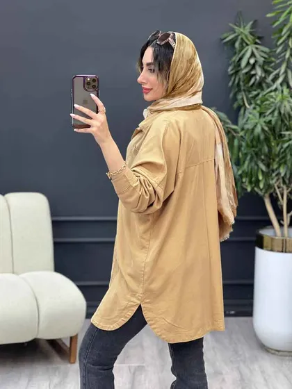 مانتو کتان دو جیب پرناز