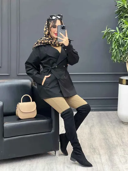 بارانی چهار دکمه کمردار