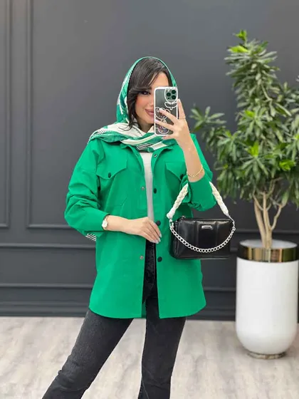 مانتو لینن دو جیب پاکتی