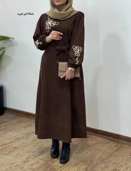 پیراهن مانتویی گلدوزی یامین