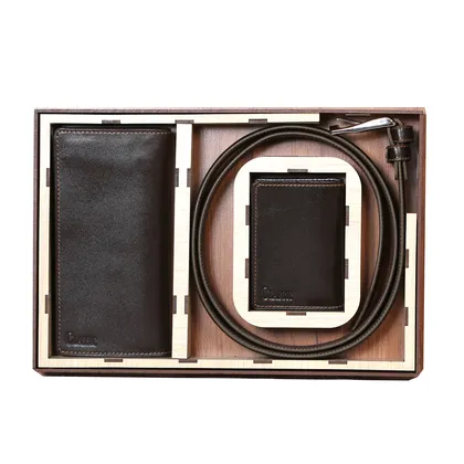 ست هدیه کیف پول و کمربند چرمی مدل CLASSIC کلاسیک SBC009