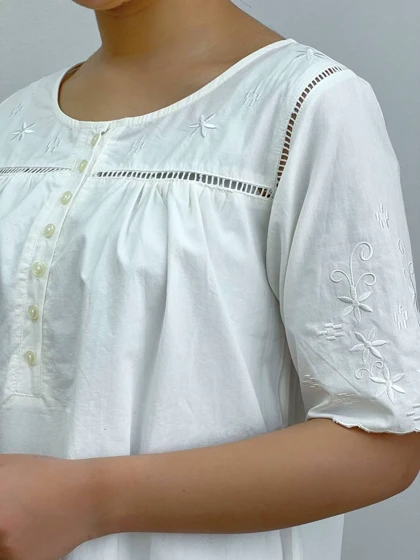 پیراهن گلدوزی تک‌رنگ کد 3669