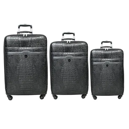 مجموعه چهار عددی چمدان طرح چرم مشکی مدل T6012