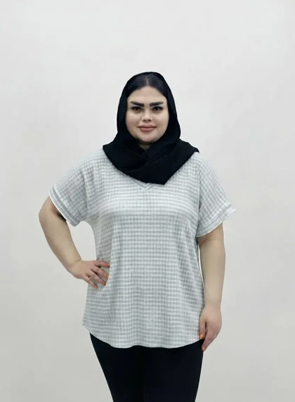 تیشرت سایز بزرگ زنانه پلیسه تریکو
